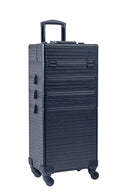 Metallic Black Professional Makeup Case Hairdressing Cosmetic Trolley Case