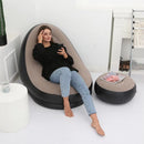 Inflatable Lazy Sofa Chair PVC Flocking Foldable Sofa with Foot Stool Slip-On Lunch Lounge Chair Set Outdoor Folding Lounger Bed