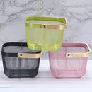 Metal Mesh Steel Basket Storage Organizer, Multi-Functional Hanging Kitchen Baskets, Fruit Basket Bin with Bamboo Handle