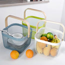 Metal Mesh Steel Basket Storage Organizer, Multi-Functional Hanging Kitchen Baskets, Fruit Basket Bin with Bamboo Handle