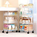 Durable Storage Rack Cart Multi-Tiered Rolling Cart for Snacks Bathroom Storage Transparent Basket Organizer Trolley with Wheels