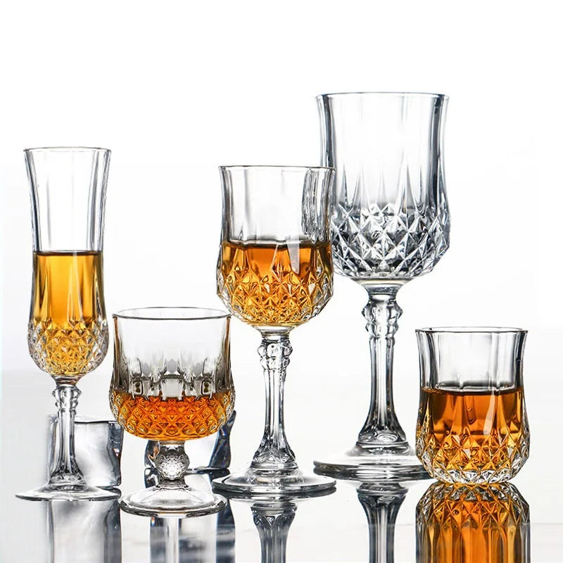6Pcs Crystal Glass Red Wine Cup Home Water Cups Teacup Engraved Wine Glass Bar Whisky Cups Juice Cup Beer Mug
