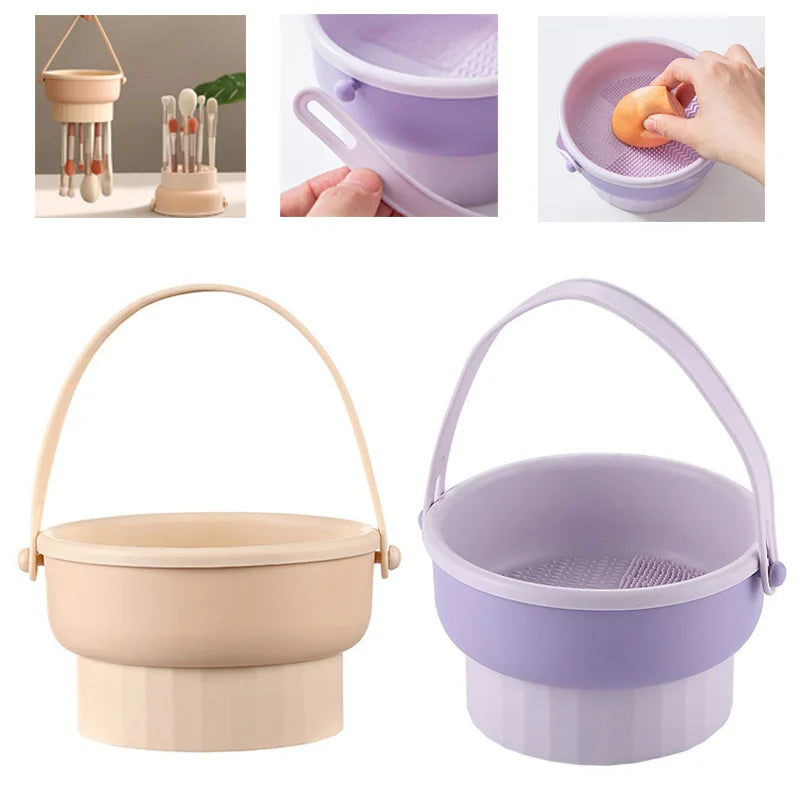 Silicone Makeup Brush Cleaner Drying Rack Cosmetic Puff Washing Storage Box Makeup Brushes Cleaning Mat