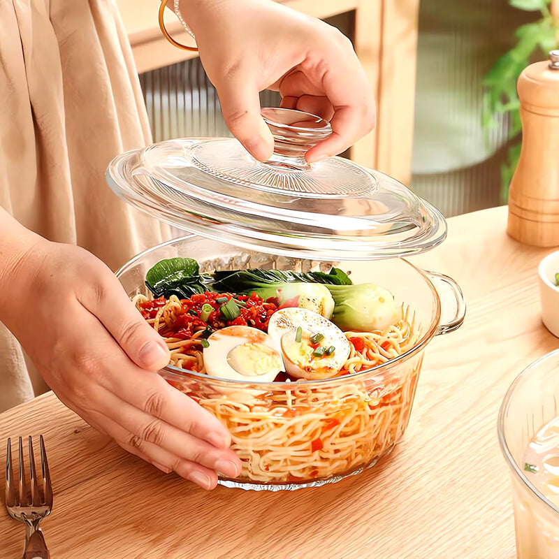 4 Piece Glass Casserole Baking Dish Set of 2 Casseroles with Glass Li