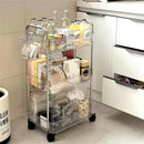 Durable Storage Rack Cart Multi-Tiered Rolling Cart for Snacks Bathroom Storage Transparent Basket Organizer Trolley with Wheels
