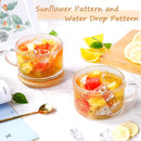 4Pcs14Oz Embossed Glass Cups Transparent with Spoons Overnight Oats Cup with Bamboo Lids