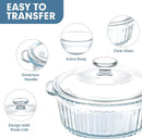 4-Piece Glass Casserole Baking Dish, Set of 2 Casseroles with Glass Lids, 1.7 Qt and 2.5 Qt, Round