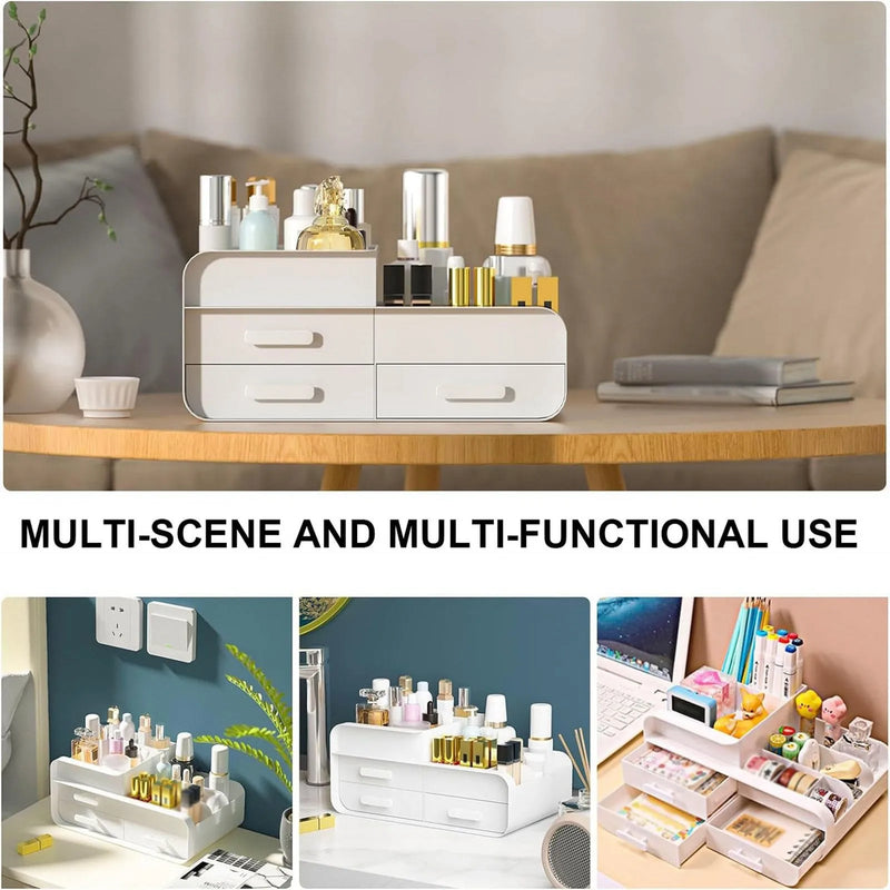 Makeup Organizer for Vanity, Large Countertop Cosmetics Desktop Storage Box with Drawers for Dresser, Bathroom, Bedroom
