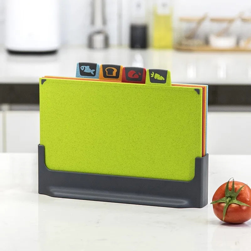 Household 5-Piece Set of Food Grade Classification Cutting Board Baby Complementary Food Board and Bracket Non-Slip Design