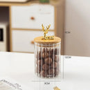 Deer Wood Lid Sealed Glass Sugar Jar Nuts Coffee Beans Grain Storage Glass Tea Jar Food Storage Container Bottle Kitchen Tool