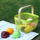 Metal Mesh Steel Basket Storage Organizer, Multi-Functional Hanging Kitchen Baskets, Fruit Basket Bin with Bamboo Handle