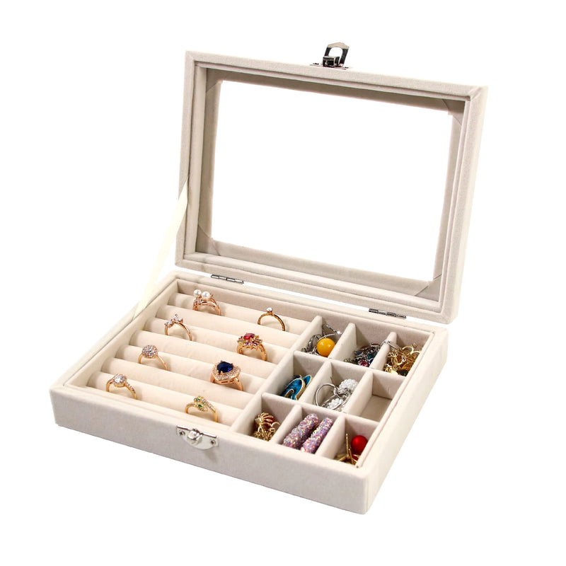 Jewelry Storage Box Earring Ring Necklace Jewelry Display Box Jewelry Classification Dustproof Transparent Flip Lid Jewelry Box