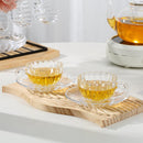 Glass Tea Cups and Saucers Set of 6 Clear Coffee Mugs 