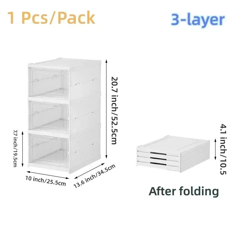 6 Layers Shoes Box Foldable Dustproof High-Top Cabinet Transparent Sneaker Shoe Storage Organizers Box Stackable Shoe Rack Shelf