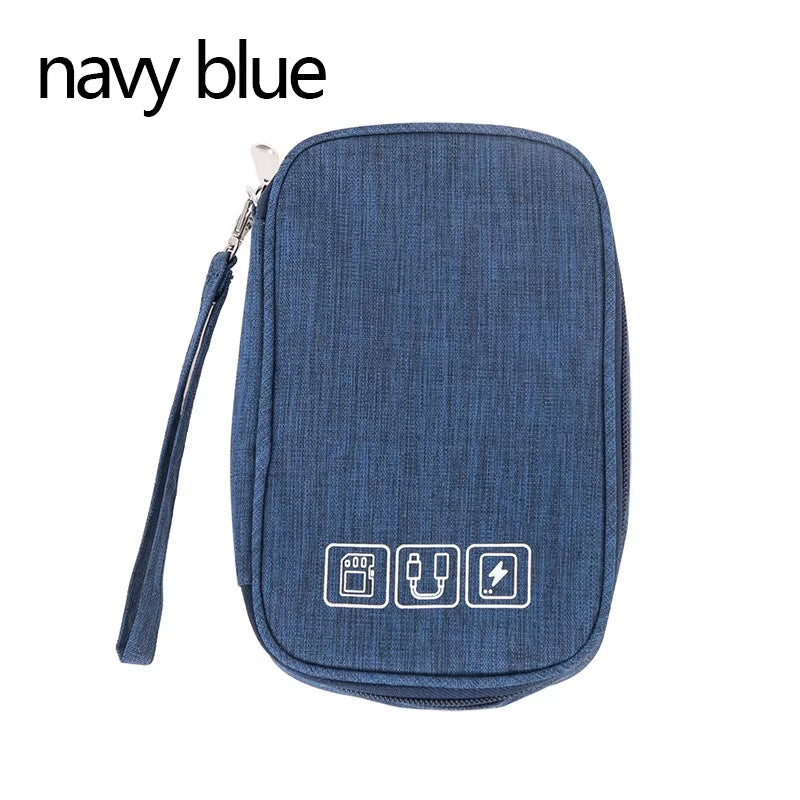 Waterproof Polyester Cable Storage Bag USB Data Line Charger Plug Cable Electronic Accessories Organizer Non-Deformable