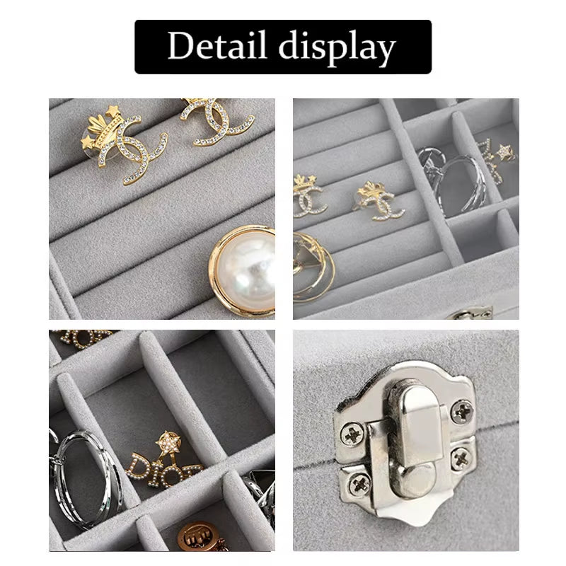 Jewelry Storage Box Earring Ring Necklace Jewelry Display Box Jewelry Classification Dustproof Transparent Flip Lid Jewelry Box