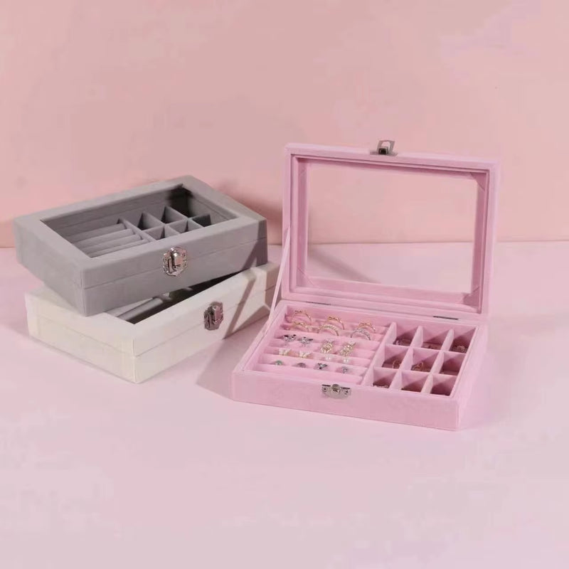 Jewelry Storage Box Earring Ring Necklace Jewelry Display Box Jewelry Classification Dustproof Transparent Flip Lid Jewelry Box