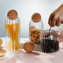 Storage Glass Jar with Wooden Lid Bottle Kitchen Mason Jars with Lid Glass Bottle Container Cereal Dispenser Canister