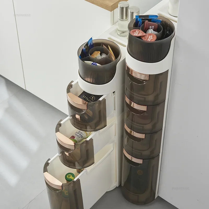 Household Bathroom Cabinets Waterproof Organizer Rack Free Installation Floor Mobilable Toilet Side Narrow Cabinets Furniture B