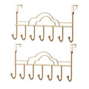 2 Pack Over Door Hanger with 7 Hooks Metal Over The Door Utility Hook