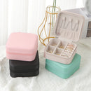 Jewelry Box Jewelry Storage Box PU Simple Solid Color Flip Cover Ring Necklace Earring Compartment Storage