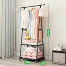 Standing Coat Rack Triangle Pulley Clothes Racks with Wheels Coat Shelf Bedroom Hanging Clothes Storage