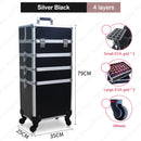 Professional Detachable Cosmetic Case Beauty Nail Makeup Train Case Rolling Makeup Travel Case Tool Box Makeup Storage Organizer