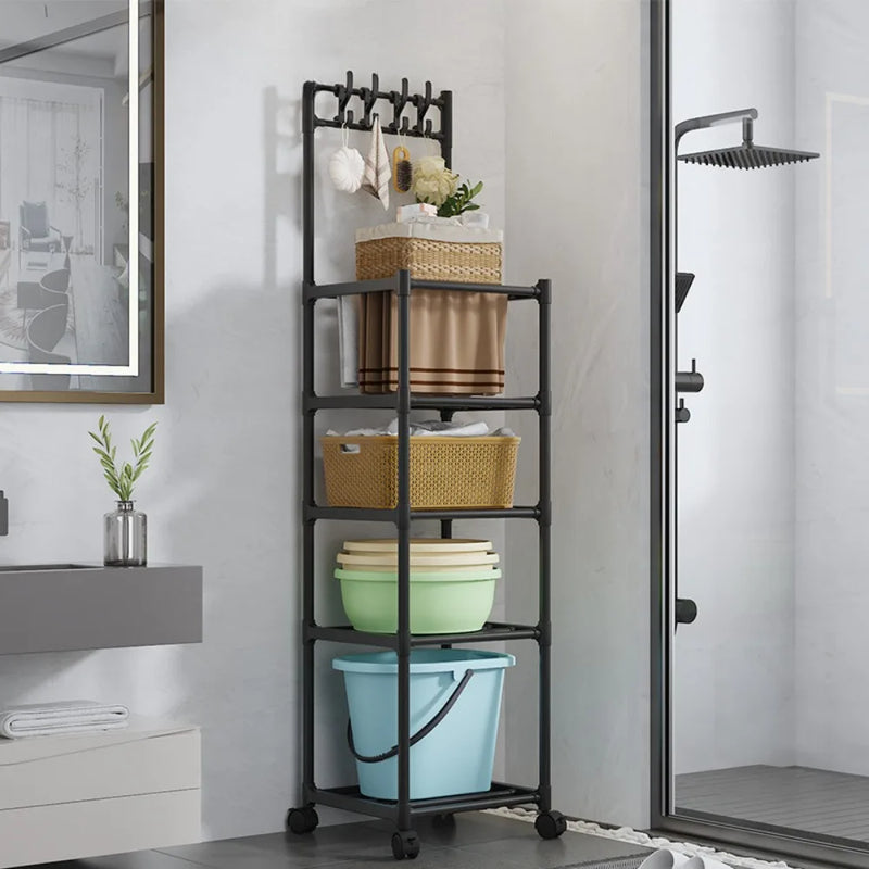 Storage Rack with Pulley Kitchen Microwave Stove Multi-Layer Pantry Closet Fridge Side Seam Finishing Rack Storage Kitchen Cart