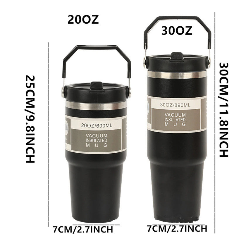 Vacuum Tumbler with Lid Stainless Steel Portable Water Bottle with Dazzling Handle Insulated Tumbler 30OZ