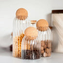 Cork Stopper Transparent Glass Sealed Jar Kitchen Food Tea Candy Coffee Beans Spices Storage Tank