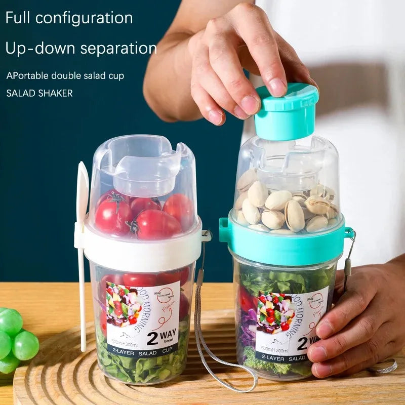 Reusable Yogurt Parfait Cups With Lids & Spoons - Set Of 2 Take-and-Go Containers For Yogurt, Oatmeal, Cereal (Red & White)