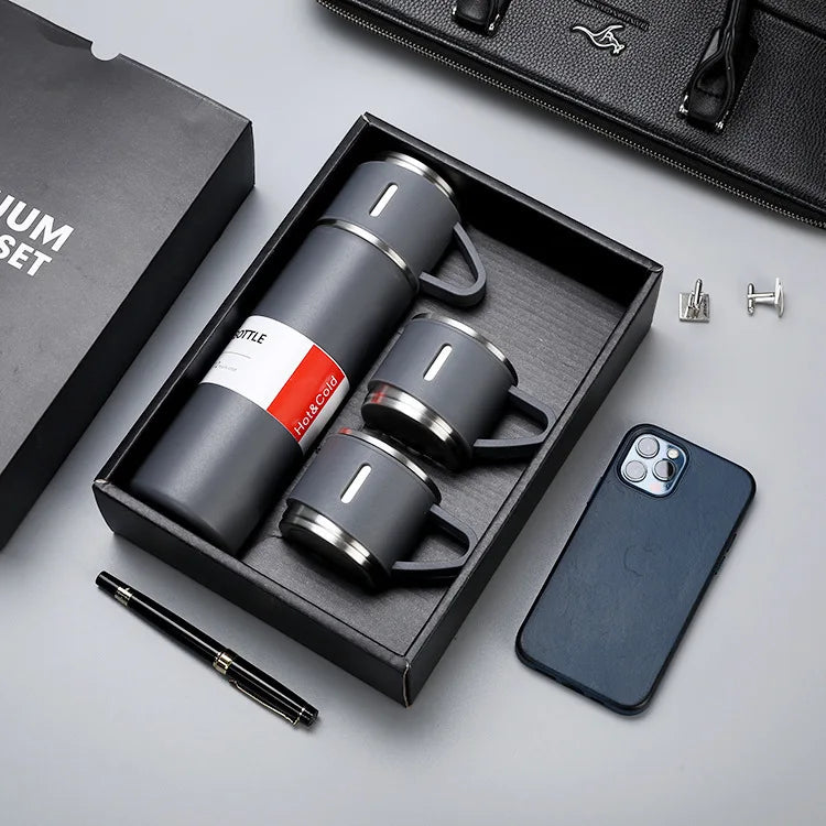 500ML 304 Stainless Steel Vacuum Insulated Bottle Gift Set Office Business Style Coffee Mug Thermos Bottle Portable Thermos
