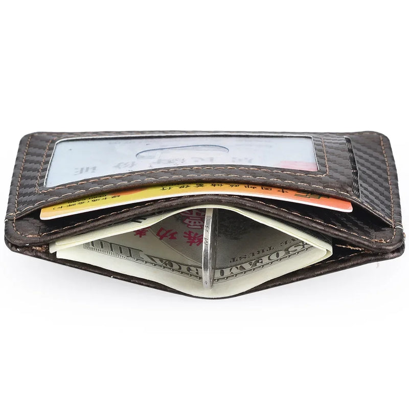 Men'S Slim Minimalist Front Pocket Wallets RFID Blocking Credit Card Holder Portable Ultra-Thin Leather Wallets Porta Tarjetas