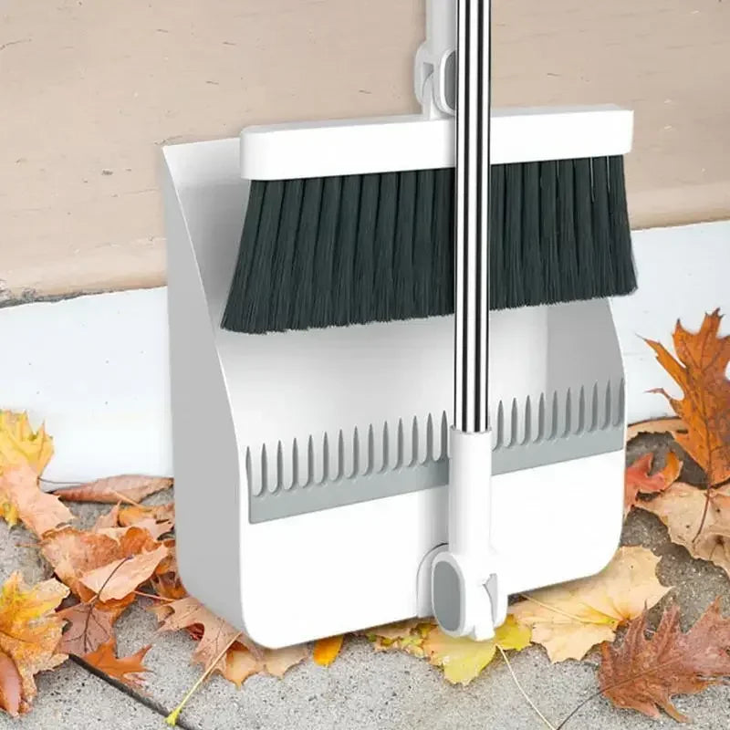 Foldable Broom and Scoop Set Upright Dust Pan and Brush Set 180 Degree Rotation Dustless Floor Soft Brush