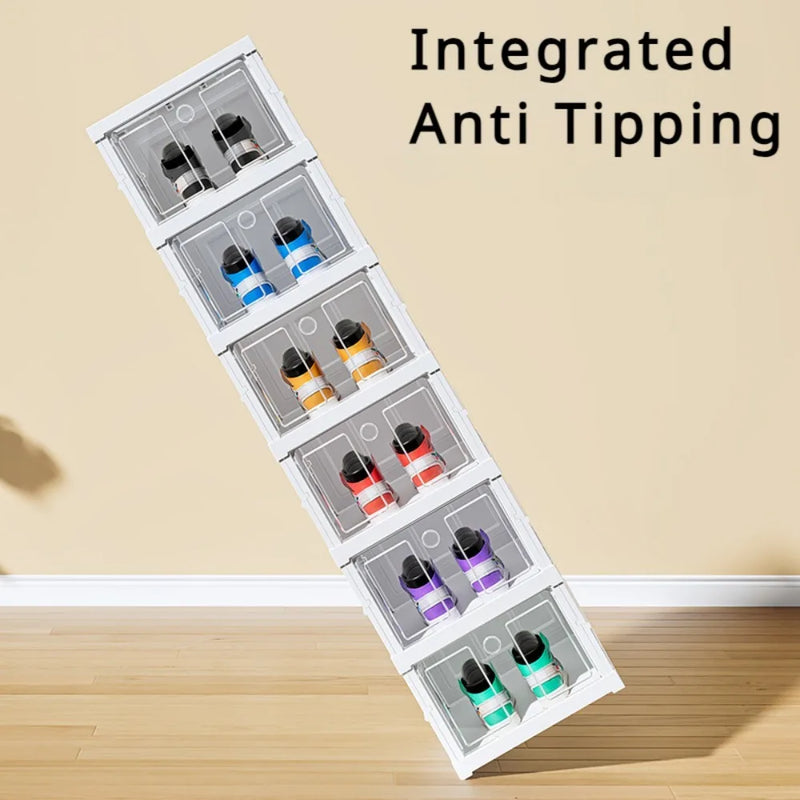 Foldable Shoe Rack Organizer Installation Free Stackable Dustproof Transparent Multi Layer Shoe Rack