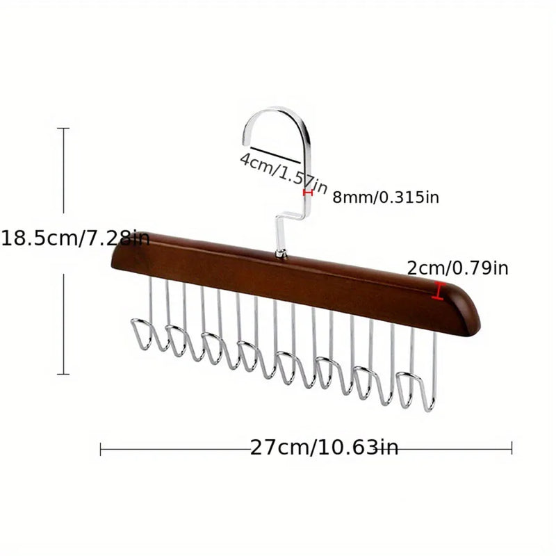 8 Hook Multifunctional Solid Wood Hanger Perfect for Hanging Belts, Hats, Vests, Underwear, Silk Scarves, Dormitory Home Goodies