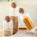 Cork Stopper Transparent Glass Sealed Jar Kitchen Food Tea Candy Coffee Beans Spices Storage Tank