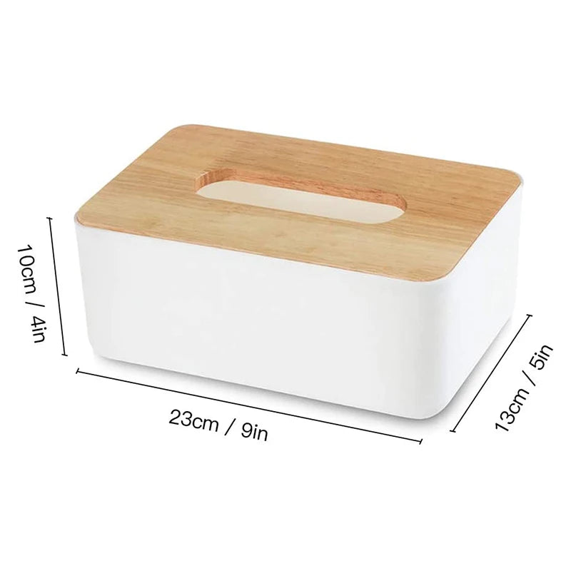 Wooden Tissue Box Napkin Holder Bamboo Lid Top  Wet Wipes Dispenser