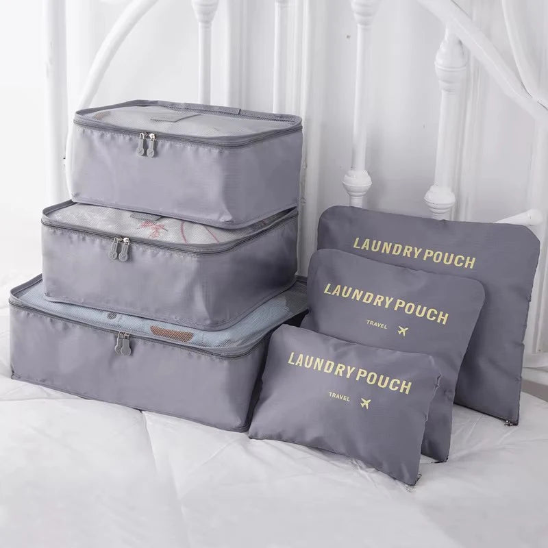 6Pcs Bag Large Capacity Travel Storage Suitcase Storage Luggage Clothes Sorting Organizer Set Pouch Case Shoes Packing Cube