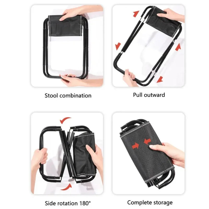 Portable Outdoor Aluminum Folding Chair: Ideal for Camping, Fishing, Hiking & Picnics - Lightweight & Easy to Store Mini Stool