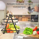 Metal Fruit Basket Bowl for Kitchen Fruit and Vegetable Storage Metal Holder Wood Lift Handle 3 Tier Removable Assembled