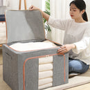 66L Foldable Clothes Storage Bag  Clear Window Organizer Bin for Bedding Blanket Bed Sheets