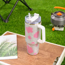 40Oz Diamond Handle Tumbler Cow Leopard Printed Modern Tumbler Insulated Cup Reusable Stainless Steel Water Bottle Travel Mug