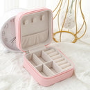Jewelry Box Jewelry Storage Box PU Simple Solid Color Flip Cover Ring Necklace Earring Compartment Storage