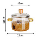 1.5L Glass Cooking Pot with Lid Heat-Resistant Borosilicate Glass Cooking Utensils Can Be Used to Cook Soup Milk Instant Noodles