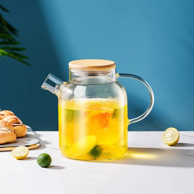Glass Water JugTransparent Heat-Resistant Kettle Lemon Tea Cold Water Bottle