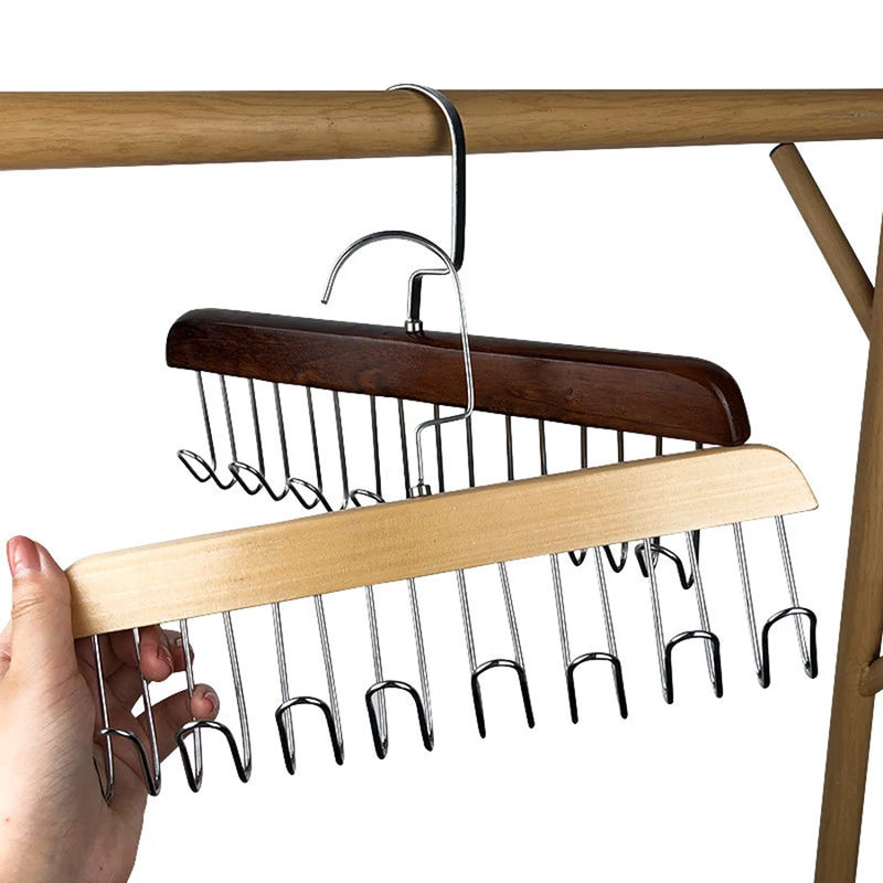 8 Hook Multifunctional Solid Wood Hanger Perfect for Hanging Belts, Hats, Vests, Underwear, Silk Scarves, Dormitory Home Goodies