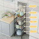 Storage Rack with Pulley Kitchen Microwave Stove Multi-Layer Pantry Closet Fridge Side Seam Finishing Rack Storage Kitchen Cart