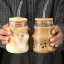 1/2Pcs 500Ml Glass Tumblers Cups with Straw Mason Jar Clear Juice Coffee Milk Cup with Bamboo Lids 