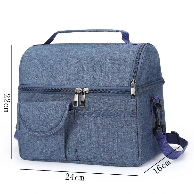Large Capacity Square Thermal Lunch Bags Portable Cooler Bag Insulated Food Bags for Work School Picnic Bento Bags with Zipper
